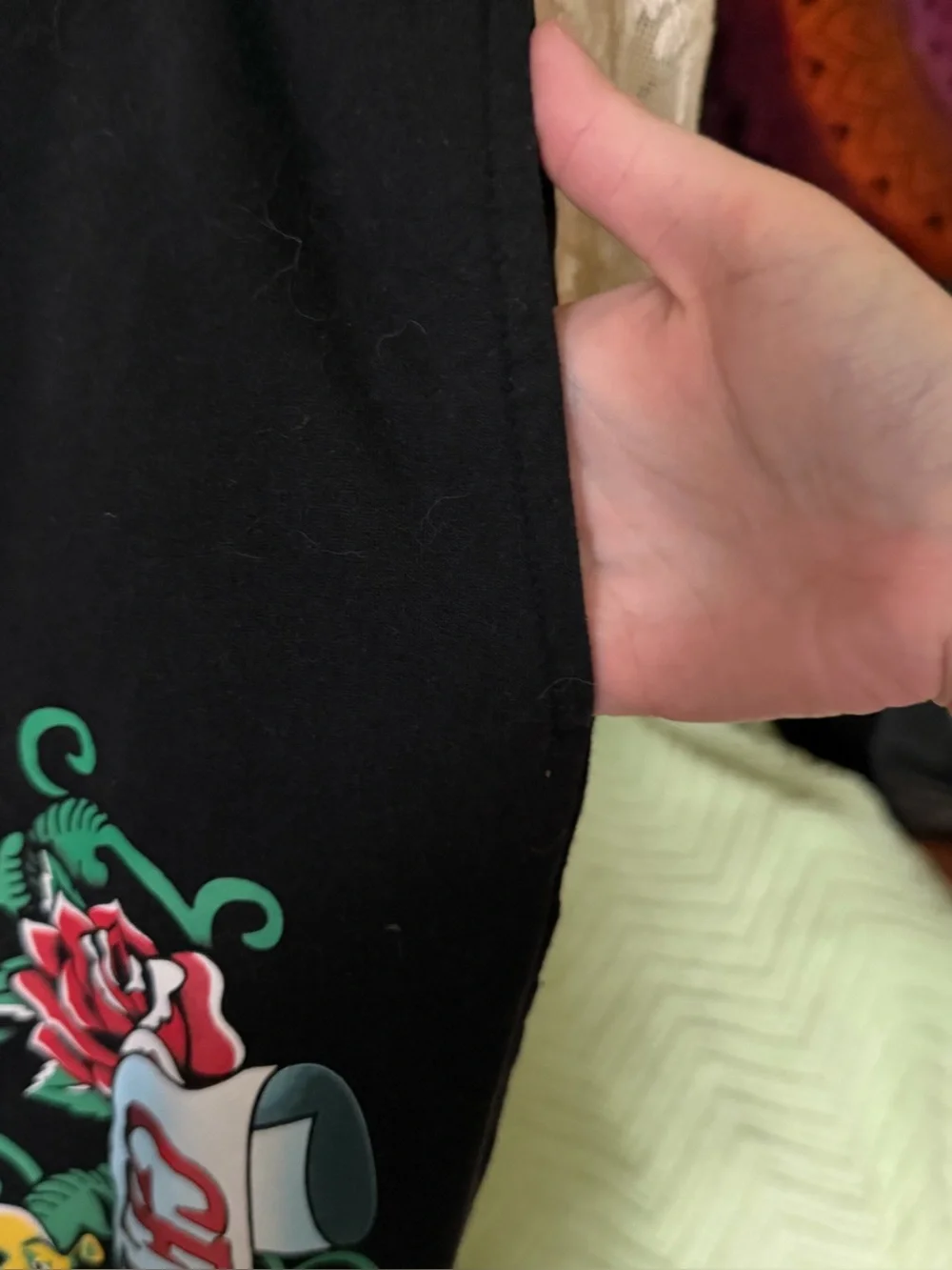 Black Joggers with Colorful Shrek Side Graphic